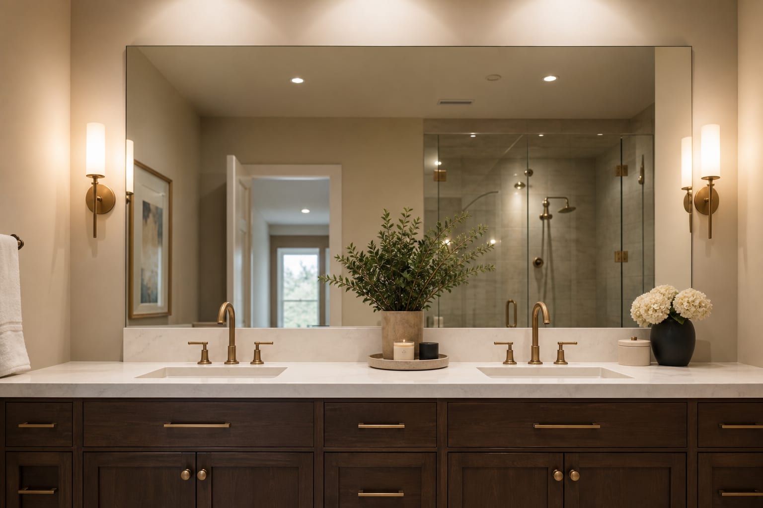 Custom frameless bathroom mirror