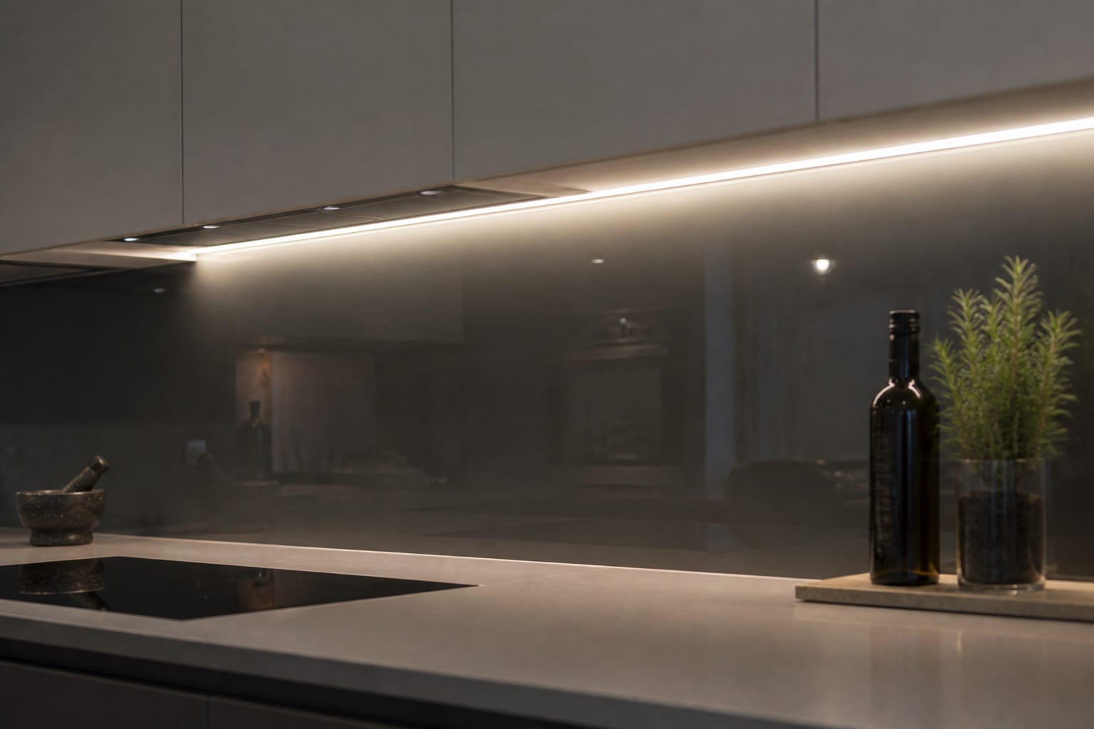 Coloured glass splashback